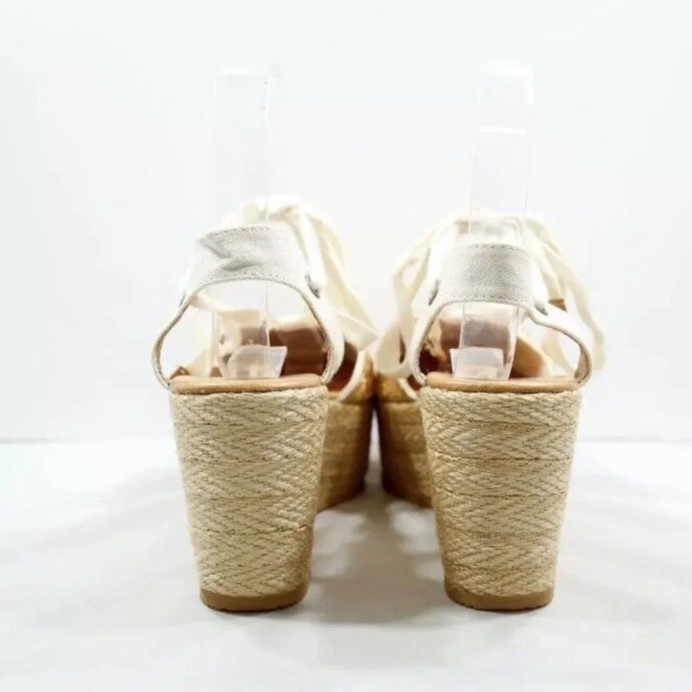 Silvia Cobos Handmade Gold Sequin‎ Platform Lace Up 3